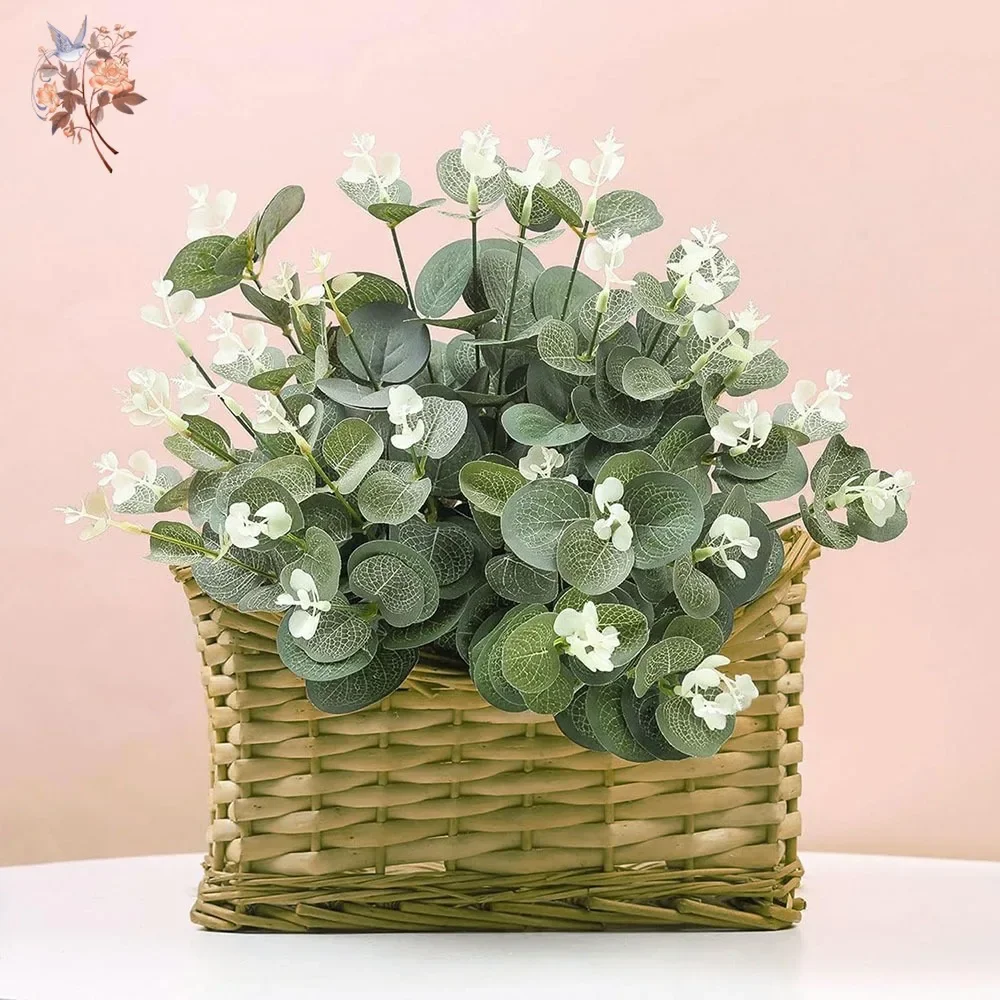 12pcs Lifelike Artificial Eucalyptus Leaves Greenery Branches Bridal Bouquets Accessories for Wedding Centerpiece Garden Decor