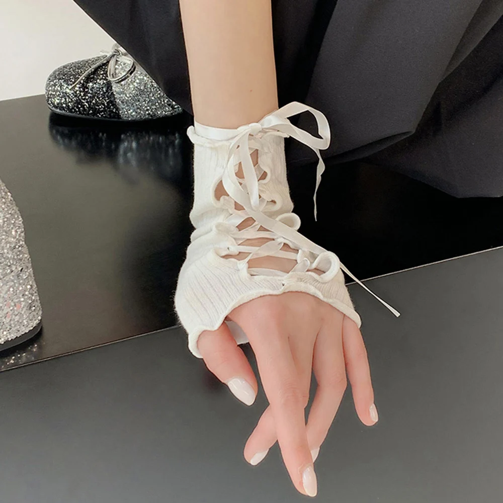 Y2k Fingerlose Handschuhe DIY Umreifung Arm Wärmer Elastische Mesh Arm Ärmel Lolita Jk Gothic Cosplay Hülse Kleidung Zubehör Heißer