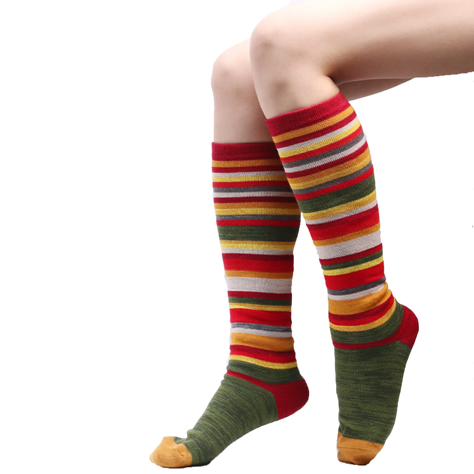 جوارب ملونة، جوارب قطنية نسائية، لون غير رسمي، جوارب ركبة أوروبية وأمريكية شعبية جديدة لعيد الهالوين وعيد الميلاد