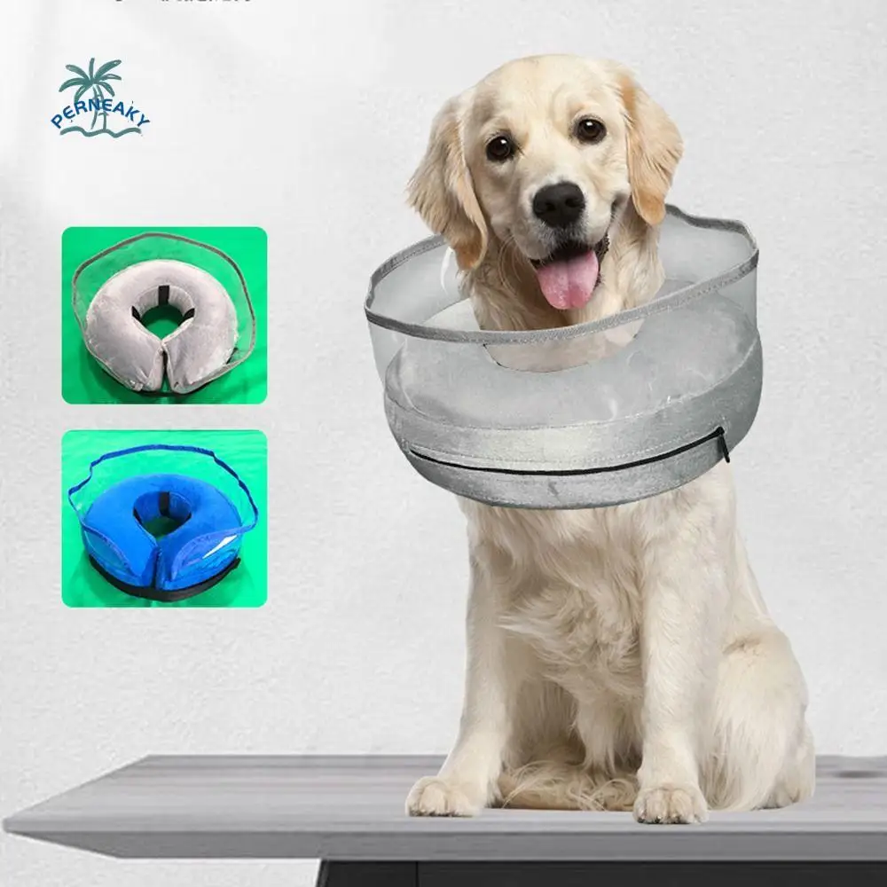 

Adjustable Inflatable Dog Cone Collar Waterproof Fabric Comfortable To Wear Soft Dog Neck Donut Breathable