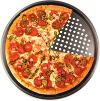 24/26/28/32cm Carbon Steel Nonstick Pizza Pan Round Pizza Baking Tray with Holes Baking Tools Home Restaurant Kitchen Cake Pan