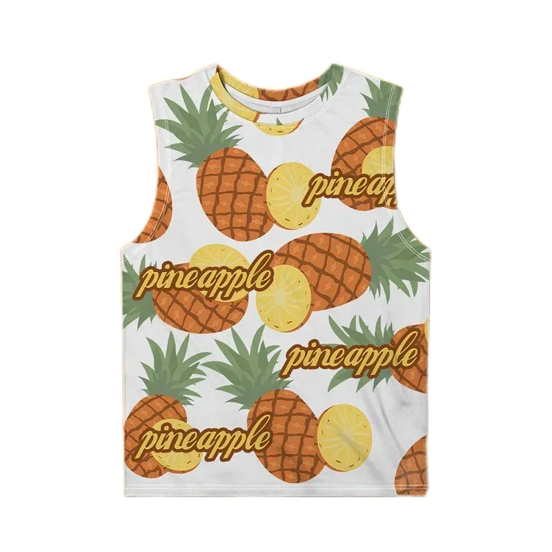 

Cartoon Fruit Pineapple 3D Printed Hawaiian Tank Top For Men Clothes Casual Vacation Beach Vest Running Gym Waistcoat Boy Tops