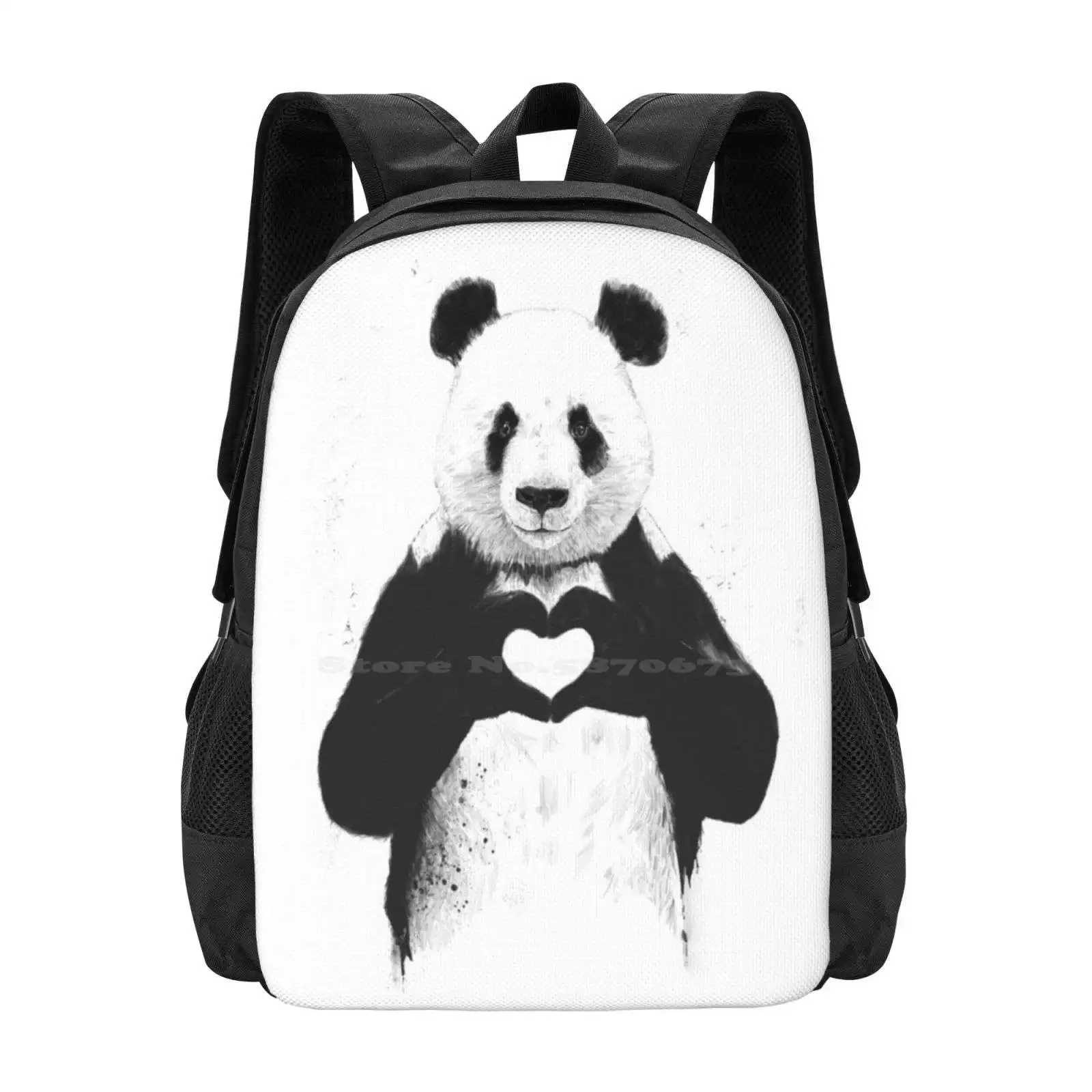 All You Need Is Love 3D Print Design Backpack Student Bag Black And White Cute Heart Valentines Day Humor Funny Graffiti Balazs