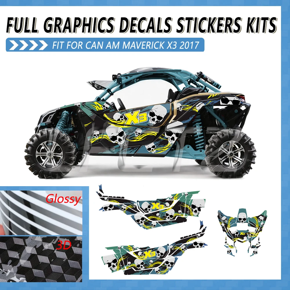 Full Set Decoration Sticker Kits Fit For Can-Am Maverick X3 2017 2018 2019-Up 2 Door UTV Fairing Graphics Background Decals Kit