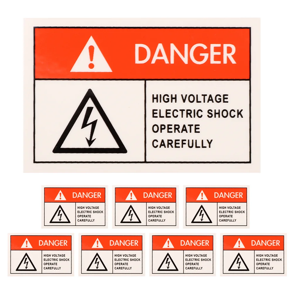 8 Pcs Anti-electric Shock Label Stickers Warning Shocks Labels High Pressure for Caution Sign Danger Pet Film Voltage