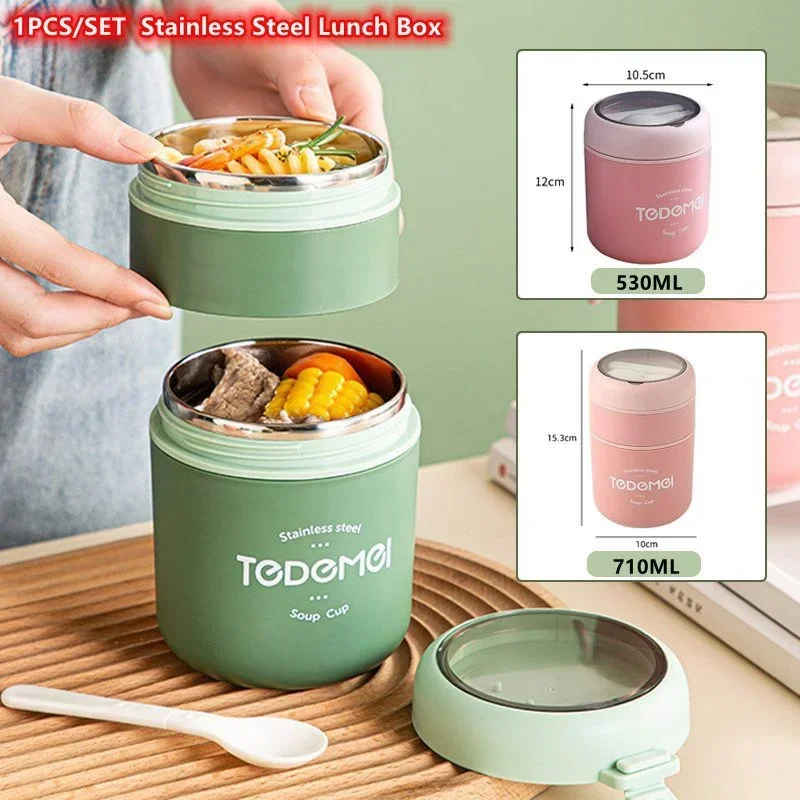 1pc Lunchbox Edelstahl Wärme isolierung Suppen tasse mit Löffel