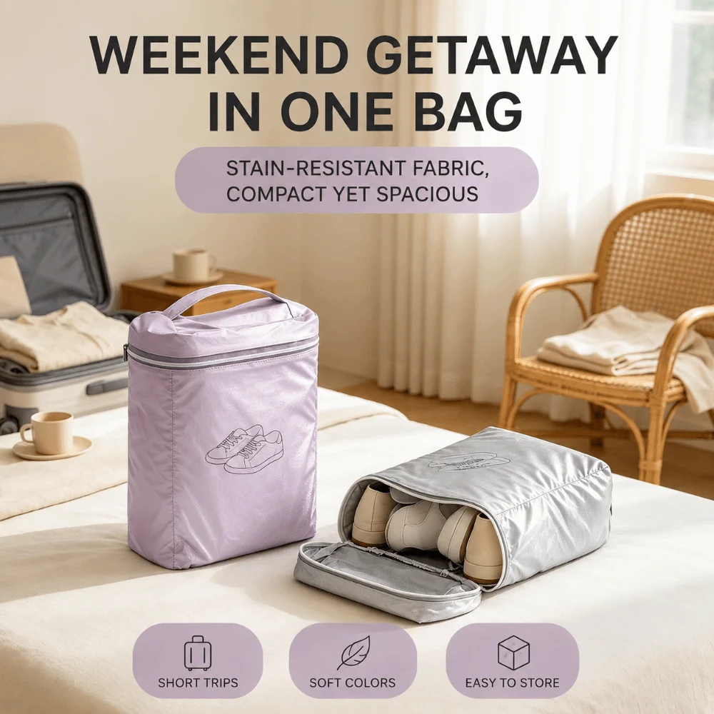 Practical Water-Resistant Travel Shoe Bag Odor-Resistant Foldable Shoe Storage Bag Lightweight Portable Sport Shoe Bag Travel