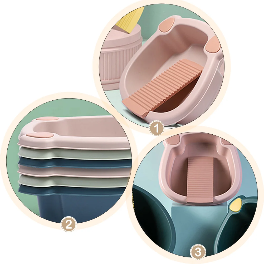 

1 set Compact PP Wash Basin with Washboard for Home Dorm Laundry Lightweight Foldable Clothes Washing Tub Space-Saving for Small