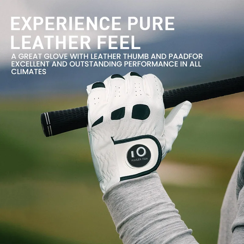 Men's Golf Glove Left Hand Right with Ball Marker Value 2 Pack, Weathersof Grip Soft All Weather Comfortable Fit