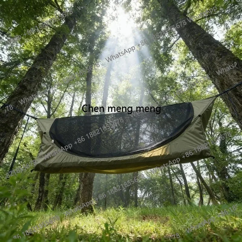 Anti-Rollover Hammock with Built-in Inflatable Mattress – Durable Nylon Parachute Cloth for Outdoor/Indoor