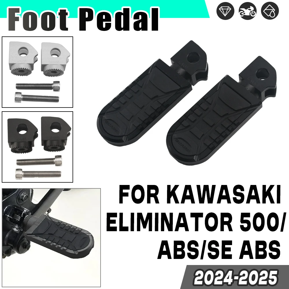 Motorcycle Front Foot Rest Rider Footboard Driver Rotatable Foot Pegs Wide Footrest For Kawasaki Eliminator 500 SE ABS 2024 2025