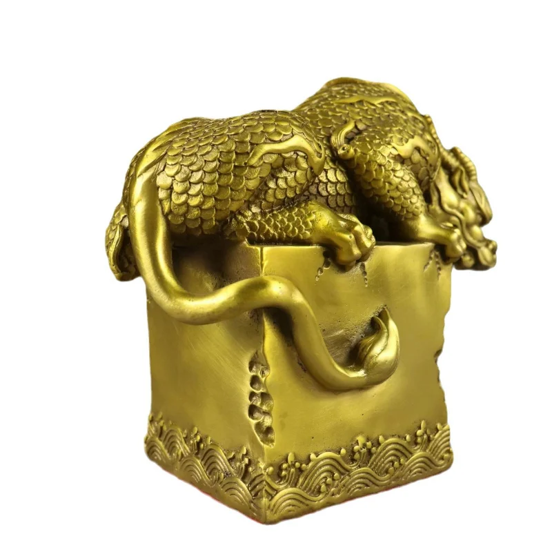 Brass , new coiled , mountain and sea mythical beast, dragon turtle, decoration, aquarium landscaping, home deco