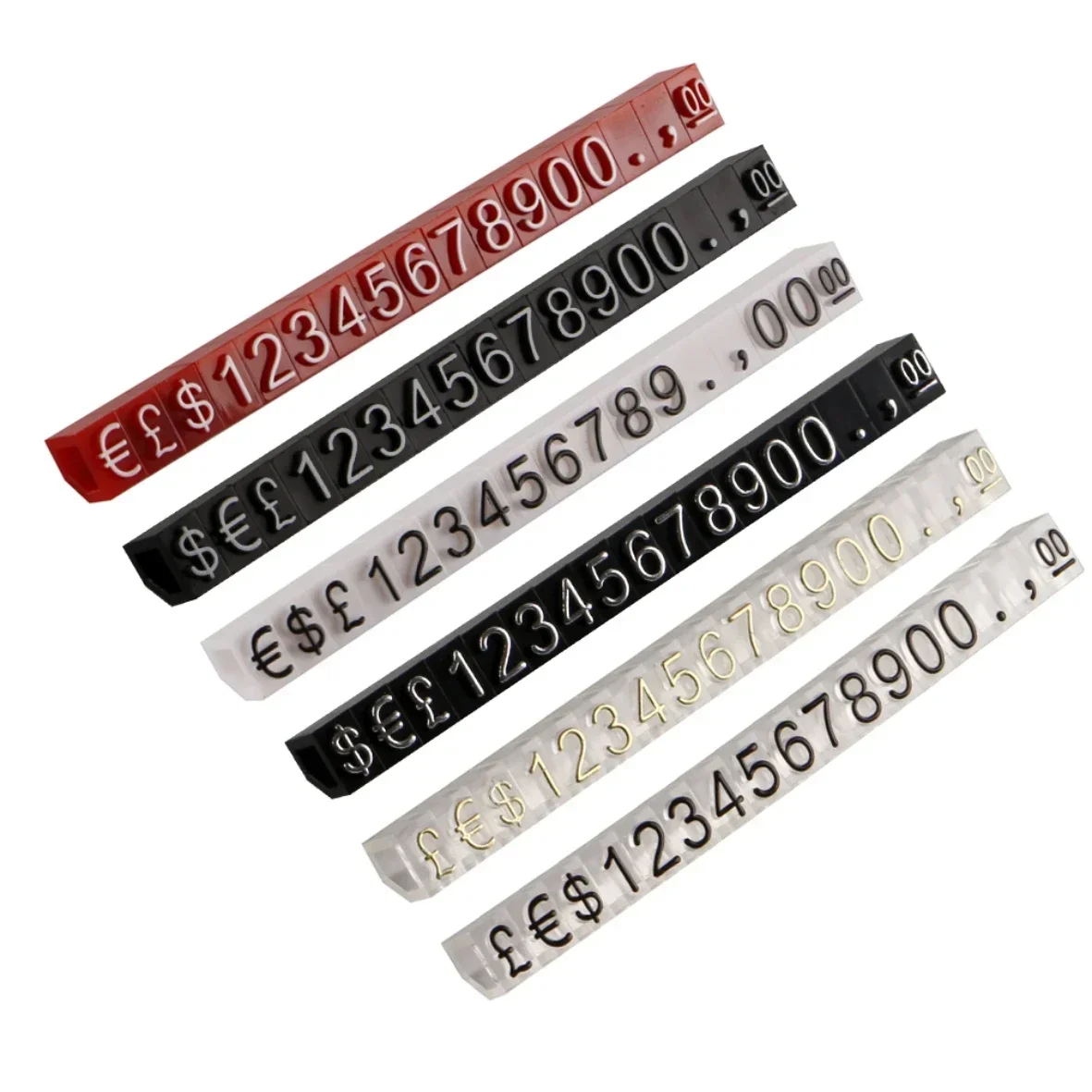 10sets Combined Price Tag Dollar Euro, Snap Number Digit Cubes Stick Clothes Phone Laptop Jewelry Showcase Counter price Display