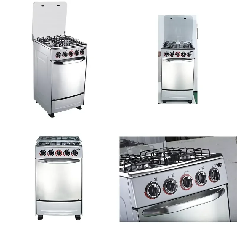 for 20 inch 4 Burner Freestanding Gas Cooker with Oven Glass Cover 60L Large Capacity 50x50