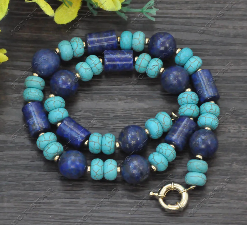 

Z13033 18" 15mm Natural Blue Cylinder Round Lapis Lazuli Rondelle Turquoise Necklace