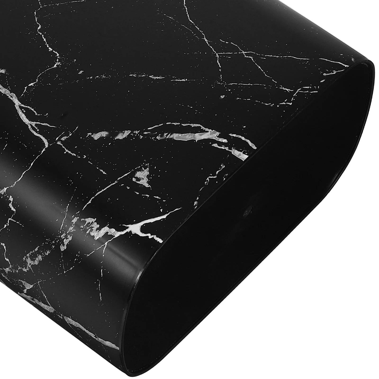 Oval Marble Pattern Trash Can Plastic Narrow Garbage Bin For Bathroom Kitchen Bedroom Press Ring Design Waterproof Easy Clean