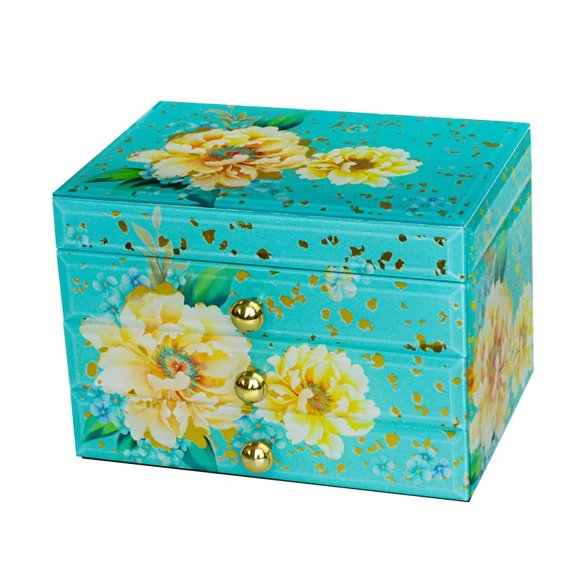 DSA flower blooming rich multi-layer partition glass jewelry box large-capacity gift box light luxury ornament housewarming gift