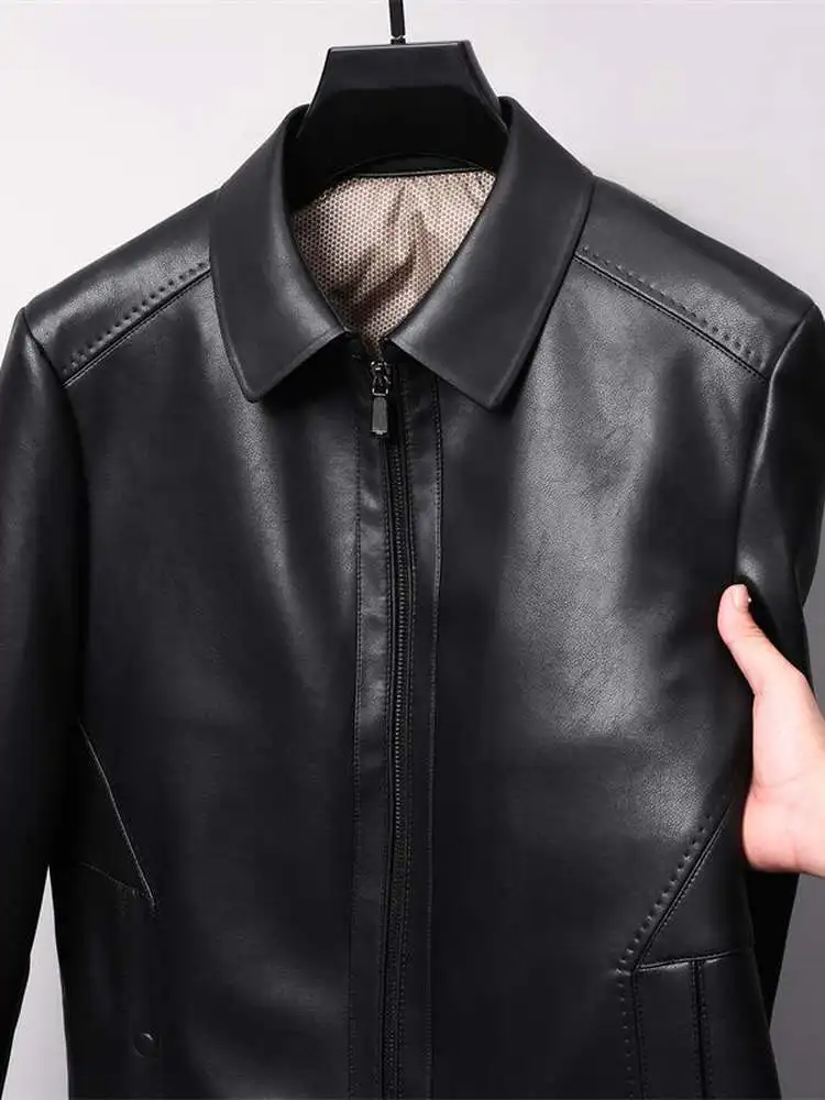 

Мужская зимняя утепленная куртка из натуральной кожи American Sle, мягкая теплая верхняя одежда из овчины, приталенное повседневное пальто