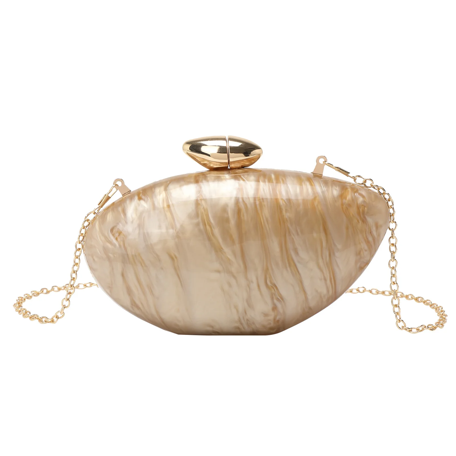 

New Fashionable Ladies Acrylic Handbag Oval Chain Shoulder Bag for Dinner Party Trendy and Stylish