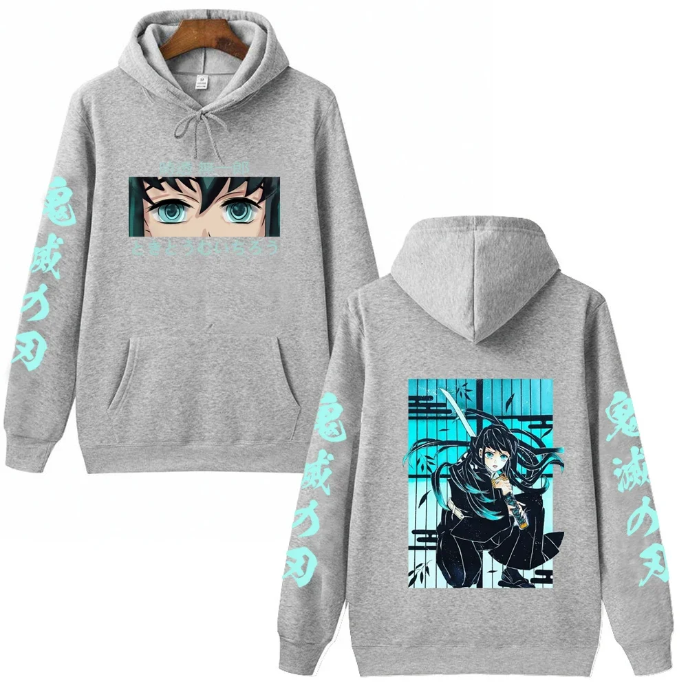 Anime Demon Slayer Hoodie Pullovers Sweatshirts Muichiro Tokito Graphic Printed Tops Casual Hip Hop Streetwear