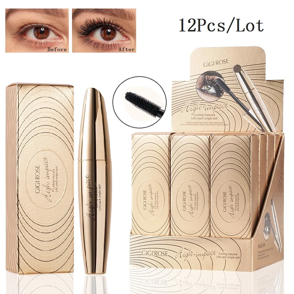 12 pz/lotto Black Curling Mascara spesso impermeabile allungamento duraturo estensione ciglia Mascara Anti-sudore occhi cosmetici per il trucco