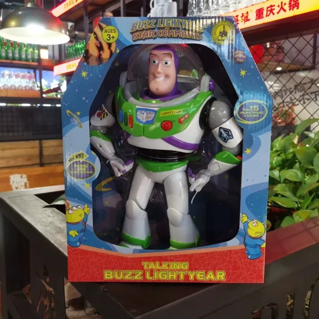 Boneco de Ação Falante e Iluminado Buzz Lightyear Toy Story 4, Woody, Jessie Cowgirl com Corda de Puxar, Colecionável para Decoração de Mesa, Presentes