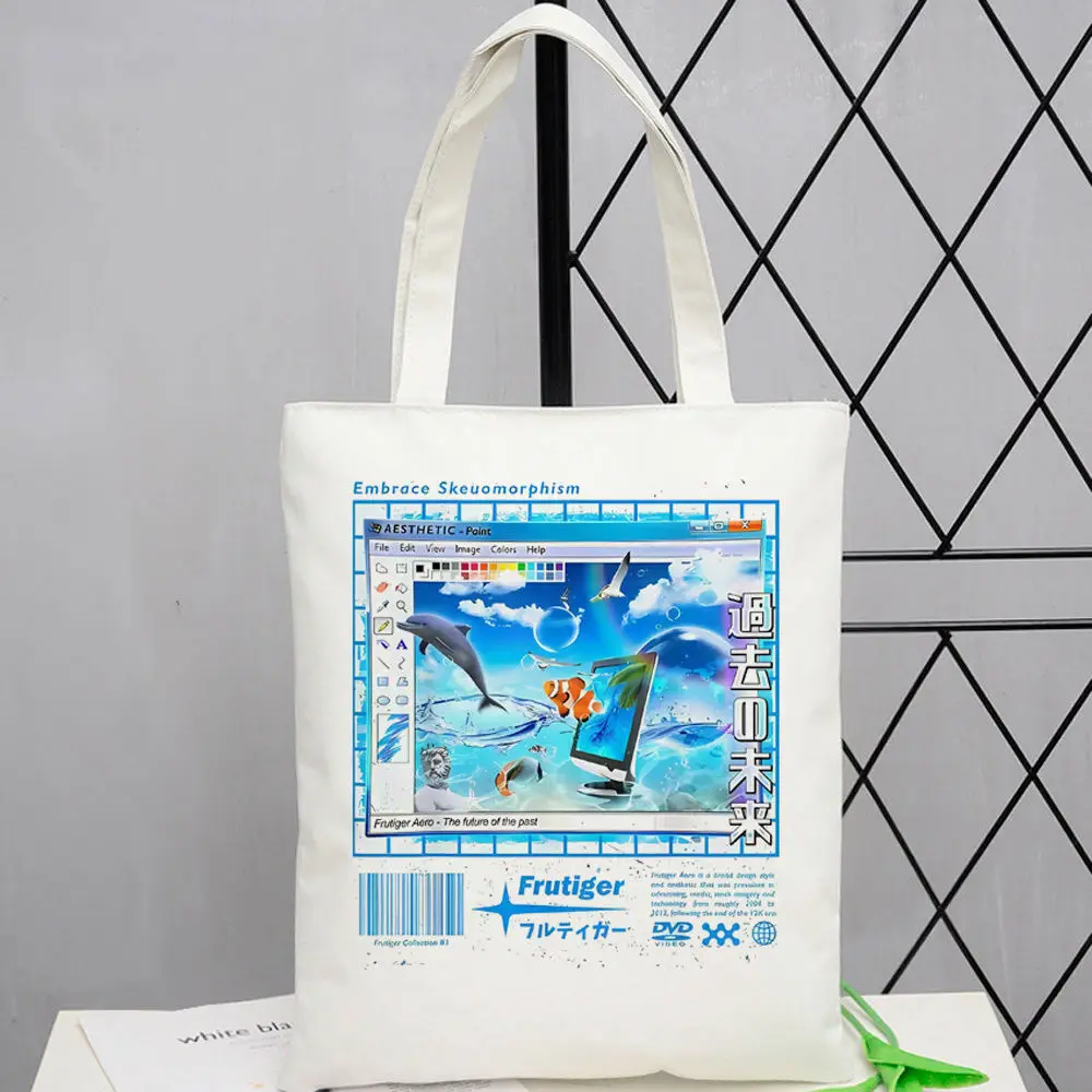 Frutiger Aero Rustic Charm Library College Daily Use Foldable Lifestyle Custom Recyclable Shopping Bag Durable College Events