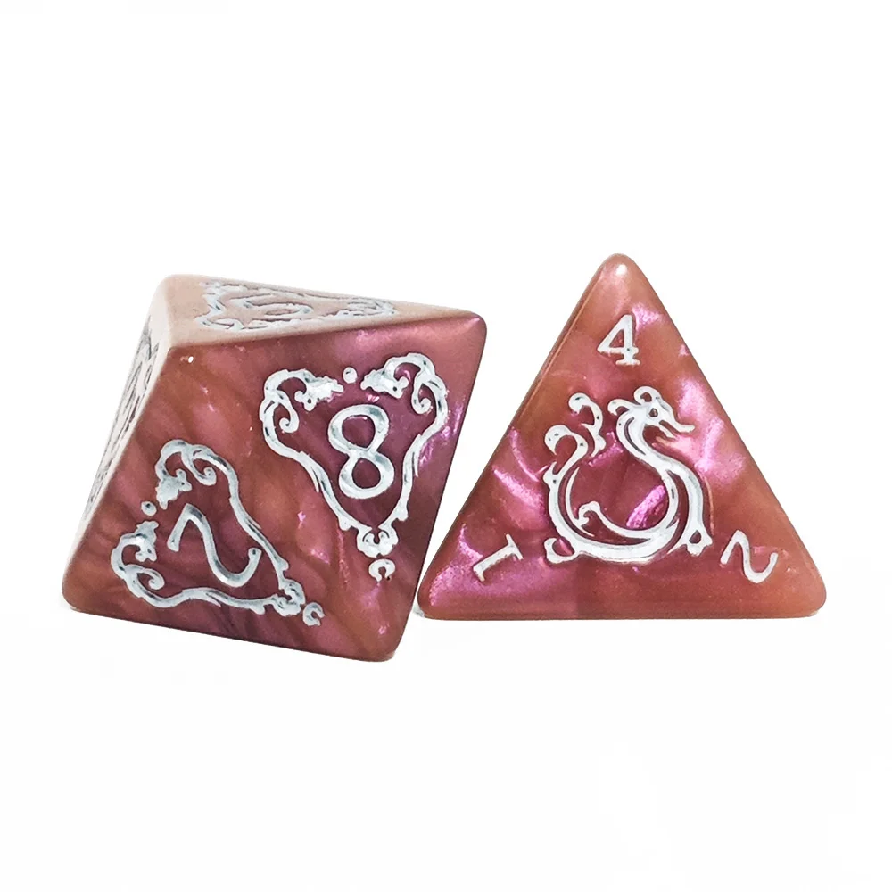 DND النرد 7 قطعة/المجموعة التنين نمط النردات متعددة السطوح لعب الأدوار D & D TRPG مجلس لعبة النرد كهدية الترفيه الملحقات #6