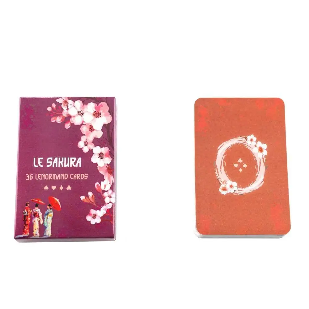 

Le Sakura Lenormand Cards - 36 Card Deck with Keywords - Japanese Cherry Blossom Themed Oracle Cards 9*6cm