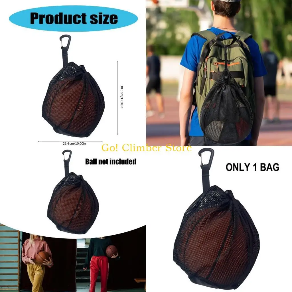 q84c ถุง drawstring พร้อมตะขอแขวนเพื่อถือวอลเลย์บอลฟุตบอลถุงตาข่ายกีฬา