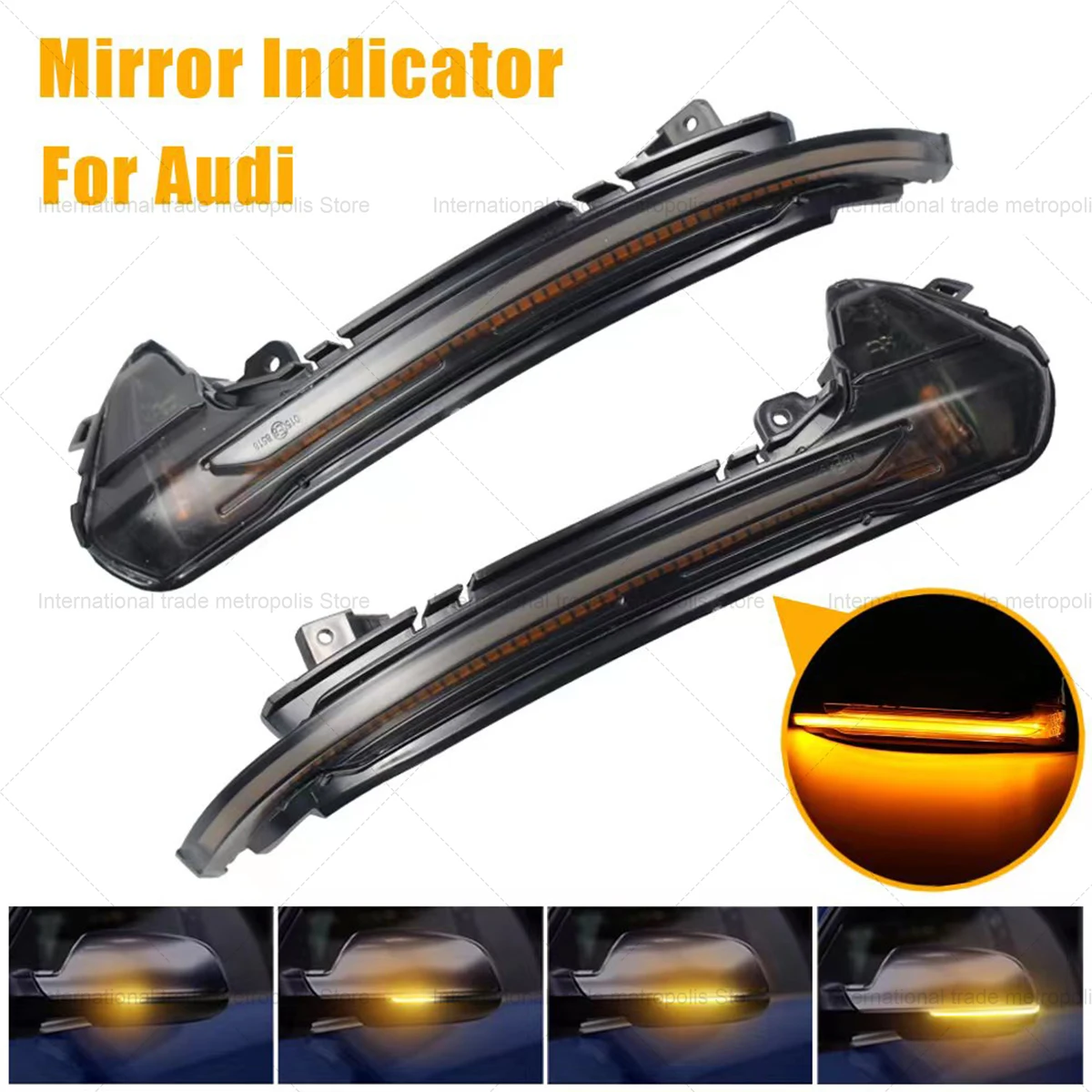 

For Audi A6 C7/C7.5 4G S6 LED Dynamic Sequential Turn Signal Lights Side Mirror Wing Blinker Indicator Dynamic Blinking