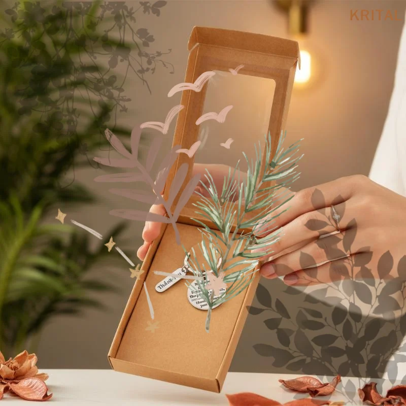 10PCS Window Folding Kraft Paper: Box Postcard Photo Frame Holiday Card Candy Biscuit Packaging Container
