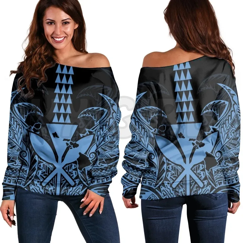 YX GIRL Hawaii Polynesian Kanaka Kakau 3D Printed Novelty Women Casual Long Sleeve Sweater Pullover