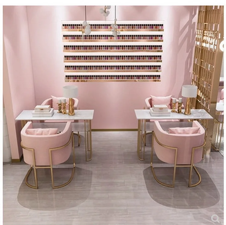 Kisen Light Luxury Manicure  Nail Art Station with Chair Salon Furniture for   Nail Shop