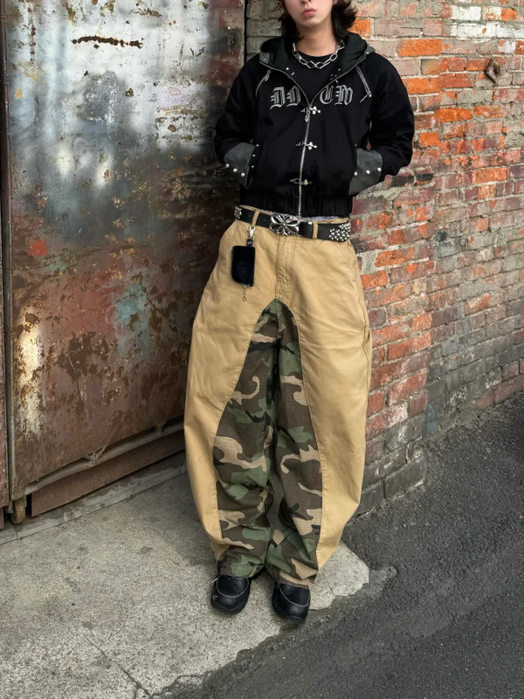 

Американские уличные джинсы-карго оверсайз с камуфляжным принтом, женские, в стиле ретро, свободные, широкие, длинные брюки