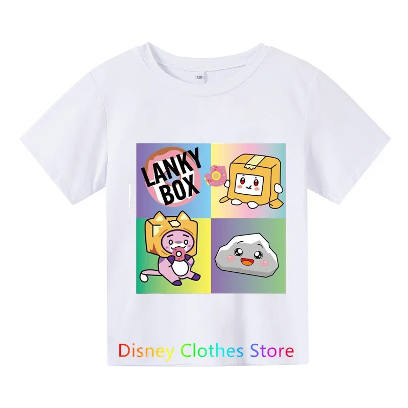 Kawaii Boys T-shirt Cartoon Lanky Box Cute Print Short Sleeve Girls Clothes Summer Casual Fashion Funny Cotton Children Tops Tee