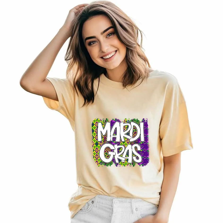 Iron on Transfer Crawfish Season Art Peace Love Mardi Gras Vivid Color Transfer Leopard Print Design DIY Decoration