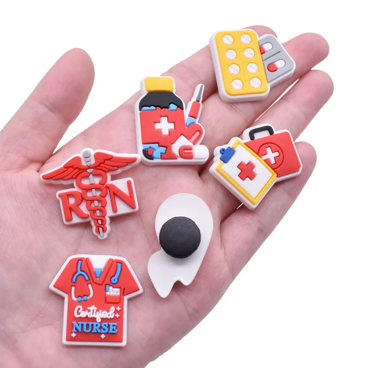medical healthy PVC ambulance pill fashion band box clothes nurse buckles shoe charms decorations accessories for clog pin gift