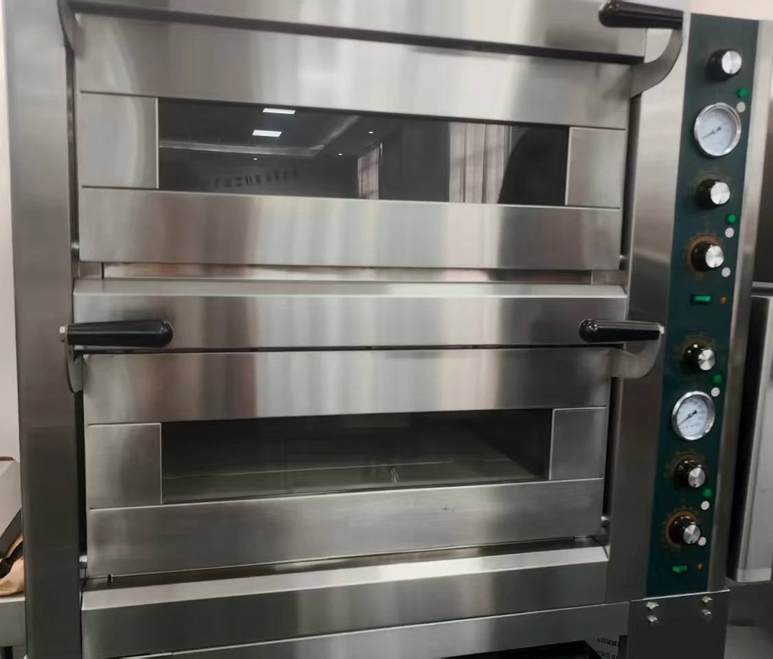 WOOMASTER New Electric Double Deck Pizza Oven Stainless Steel 8.4kW 220-240V 1 Year Warranty for Baking Flours