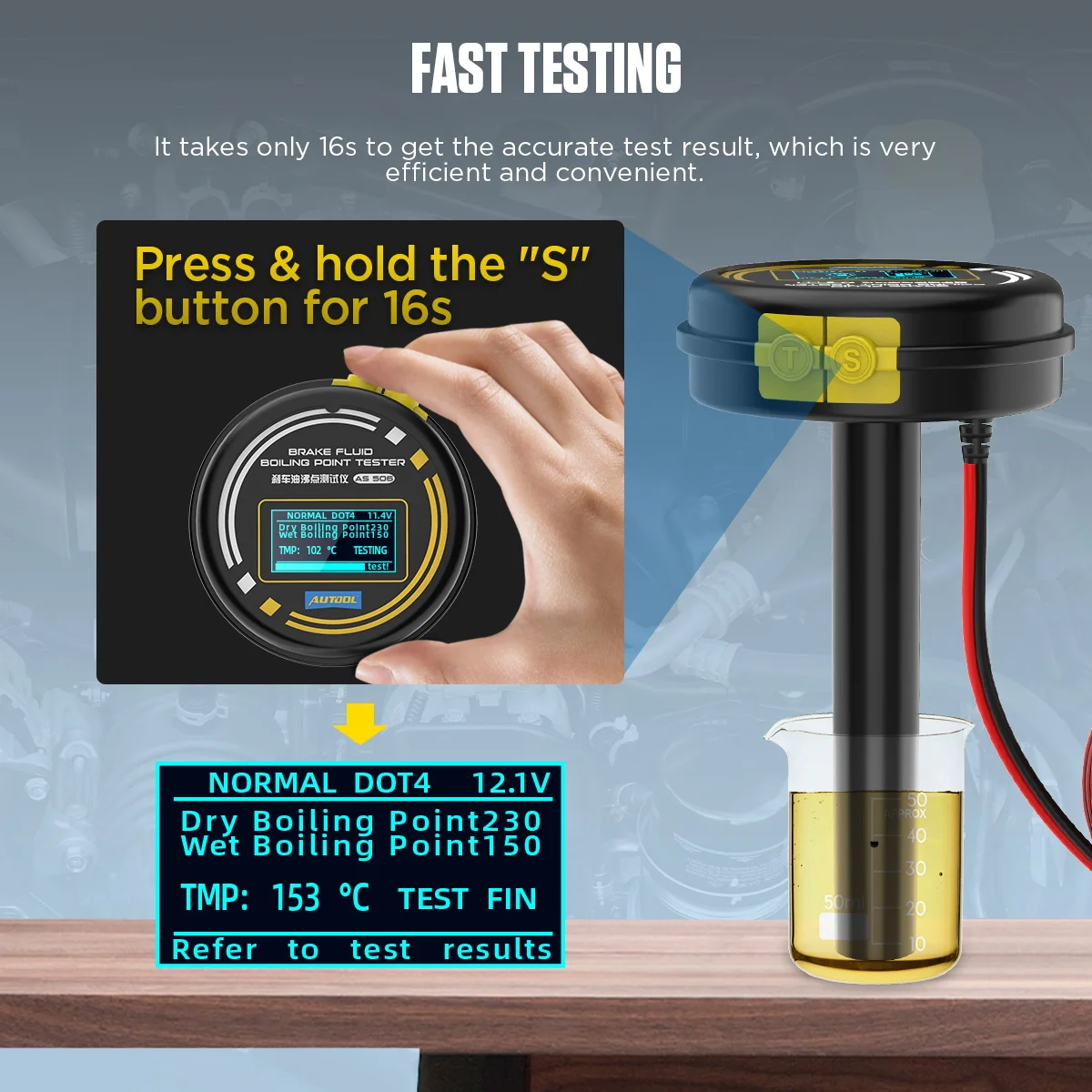 Official Factory New Product 2026 AUTOOL AS506 Brake Fluid Boiling Point Detector Support DOT3, DOT4,DOT5, DOT5.1