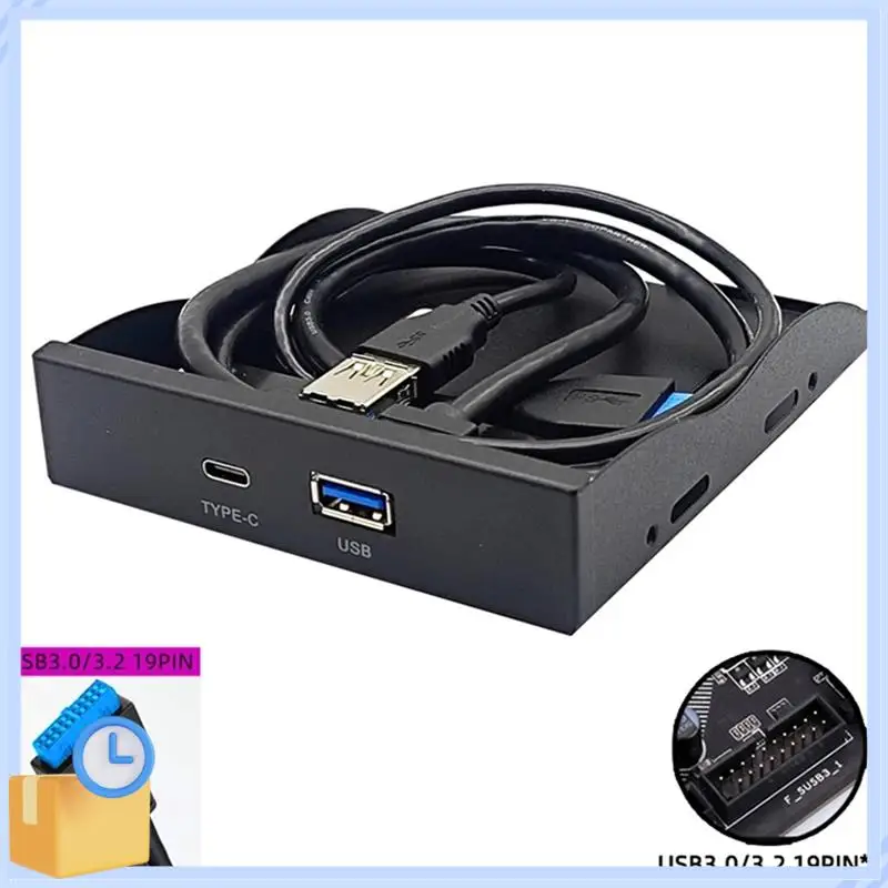 Panneau avant USB 3.0 populaire pour PC, 1 Port USB3.0 + 1 Port USB3.1 type-c, adaptateur HUB, puce VL162, USB3.2 Gen1, 5 go pour disquette 3,5 pouces