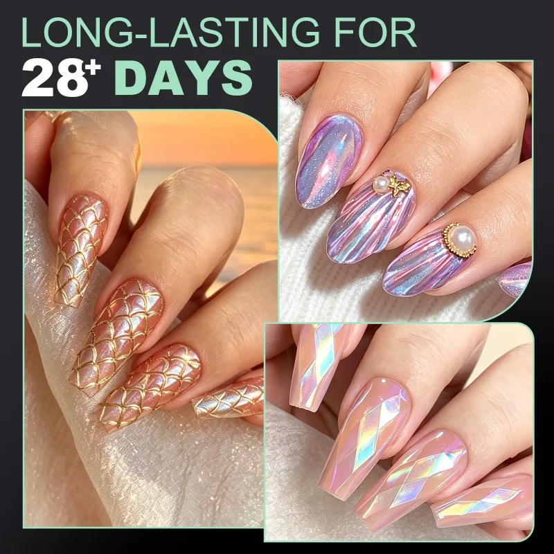 3D Fish Scales Shells Short Almond Soft Gel X Nail Tips Full Cover Fake Nails Press On Nails DIY Salon Manicure 240Pcs