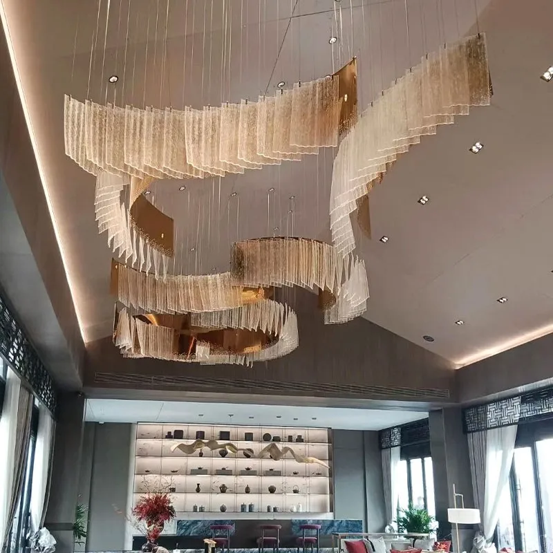 Glass Pendant Lights Gold Modern Pendant Lights Luxury Crystal Chandeliers Minimalist Lobby Customized Home Lighting Chandeliers