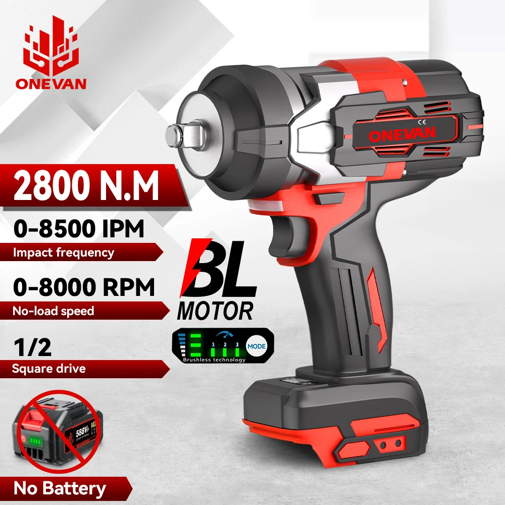 

ONEVAN 2800W Brushless Electric Impact Wrench 2800N.M Torque Cordless Screwdriver Car Repair Power Tool For Makita Battery Pin