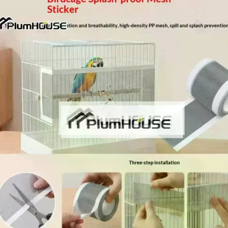 1PC Bird Cage Seed Catcher Mesh Net Self-Adhesive Cuttable Breathable Anti-Splatter Guard Wrap Cover Parrot Feathers Accessorie