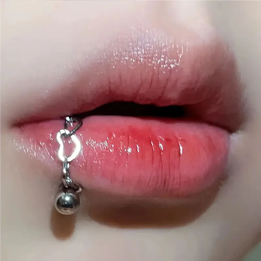 4 Love Chain Lip Ring Lip Stud Perforated Stud Cartilage Spiral Tragus Stainless Steel Strip Detachable, Hypoallergenic