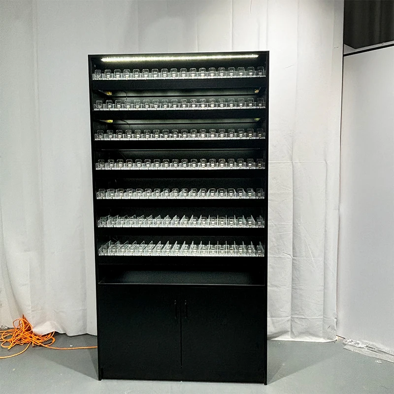 Factory Customized Cigarette Display Stand with LED Light & Pusher Smoke Shop Showcase