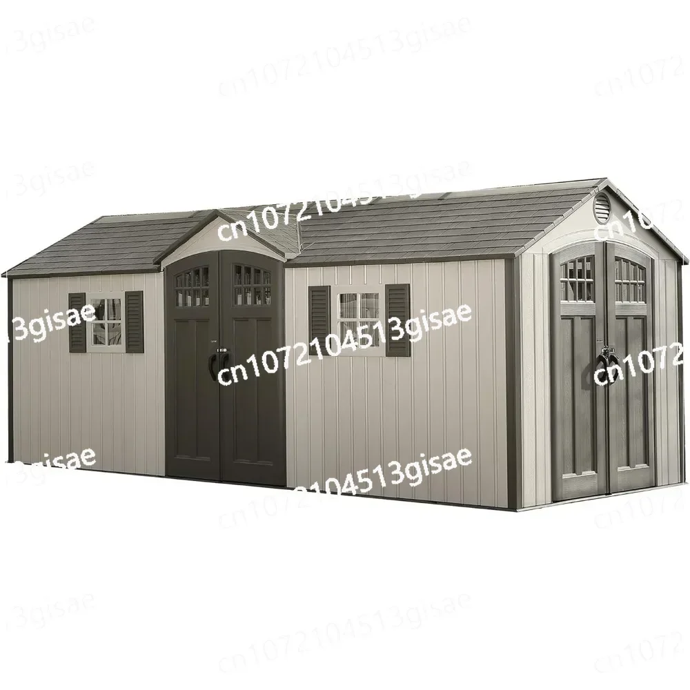 Desert Sand-colored, Heavy-duty Steel Trusses Enhance Roof Strength Y 20ft X 8ft Outdoor Storage Shed,