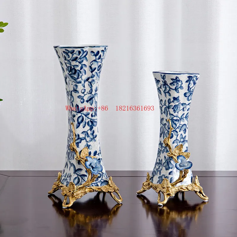 Limited Offer Luxury High-end Ceramic Inlaid Vase, New Chinese Furniture, Living Room Flower Arrangement, Medieval Flower Uten