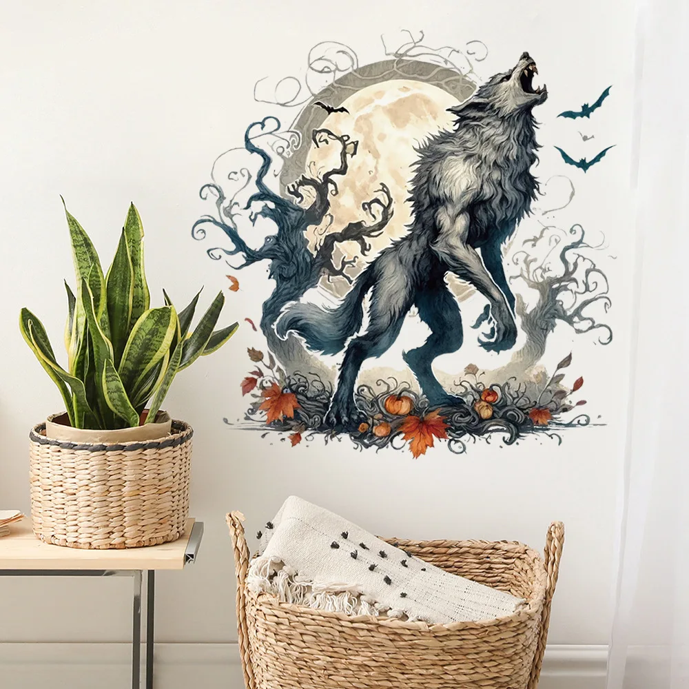 Halloween Stickers Home Room Bedroom Holiday Beautification Decoration Painting Horror Werewolf Wall Stickers S683